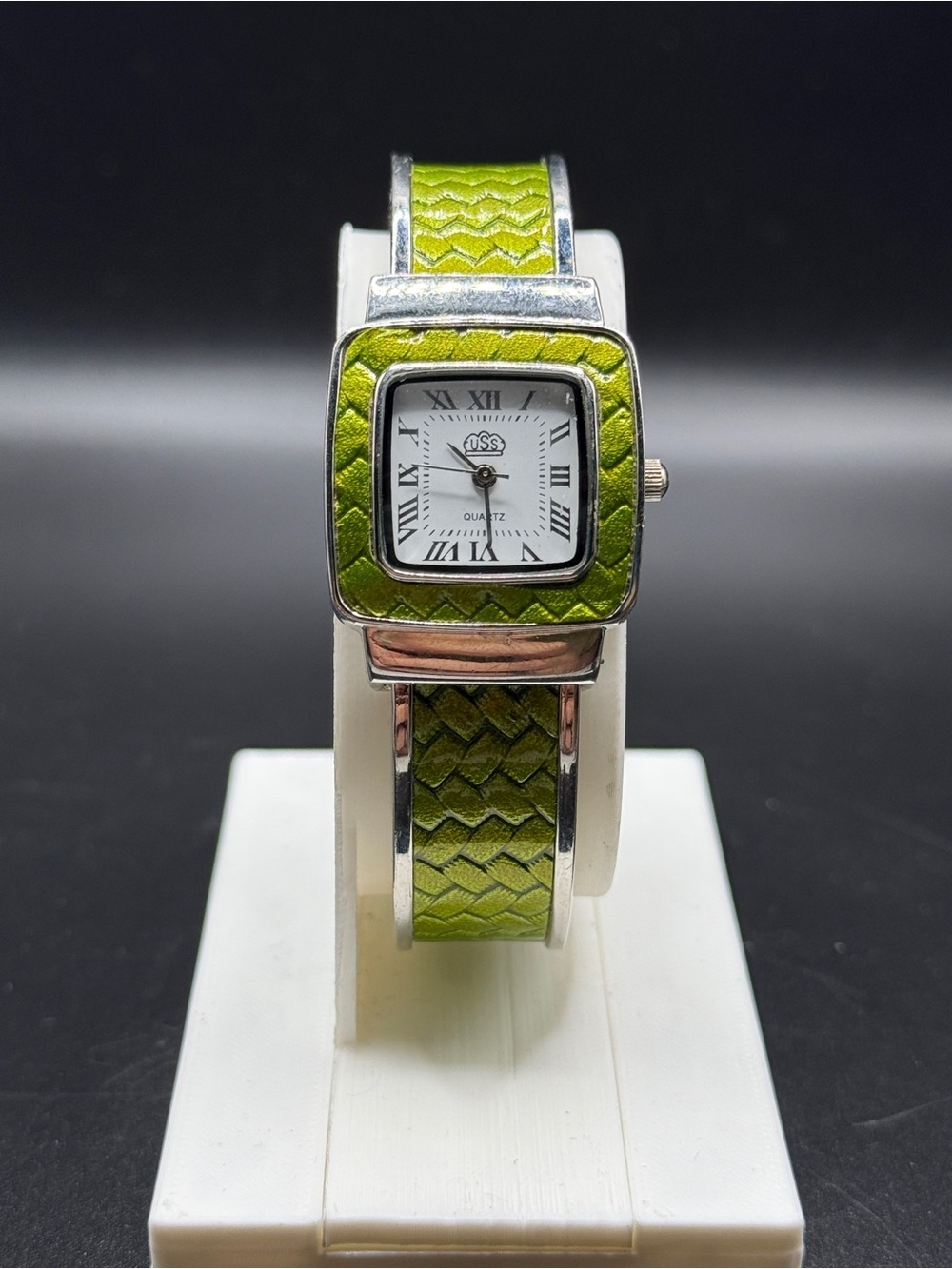 Vintage USS Green Woven Cuff Watch